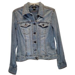 Eddie Bauer Classic Blue Denim Jean Jacket Fitted Design - Size S